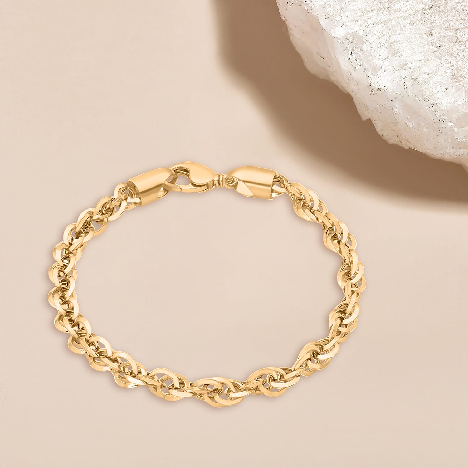 9K Yellow Gold Diamond Cut Prince Of Wales Chain Bracelet 7 Inch 5 grams 6093022 1