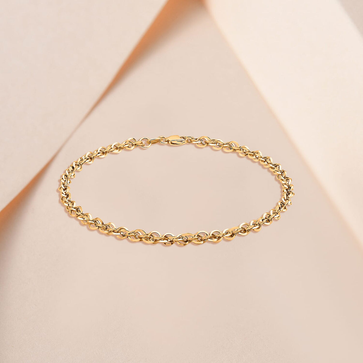 9K Yellow Gold Diamond Cut Prince of Wales Bracelet 7.5 Inch 8894677 1