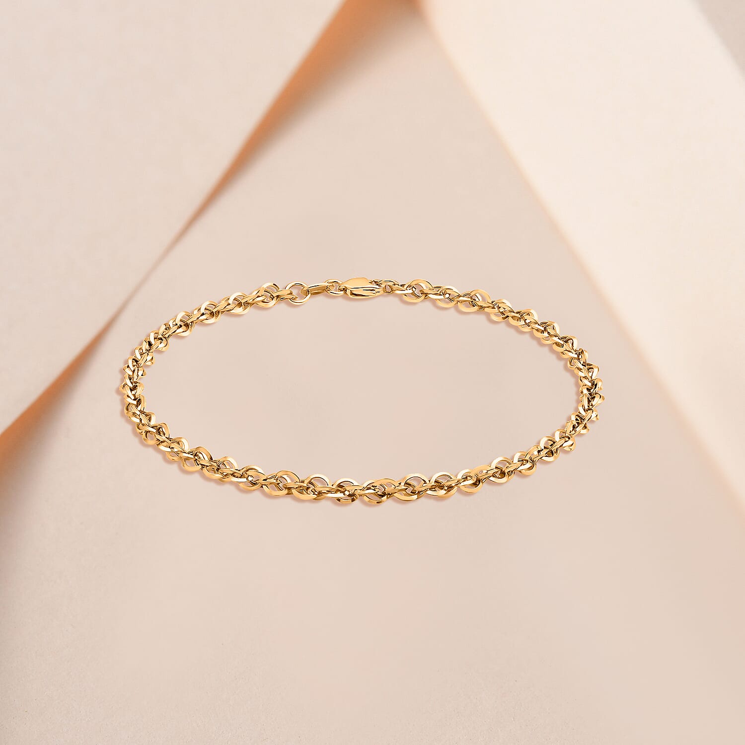9K Yellow Gold Diamond Cut Prince of Wales Bracelet 7.5 Inch 8894677 1