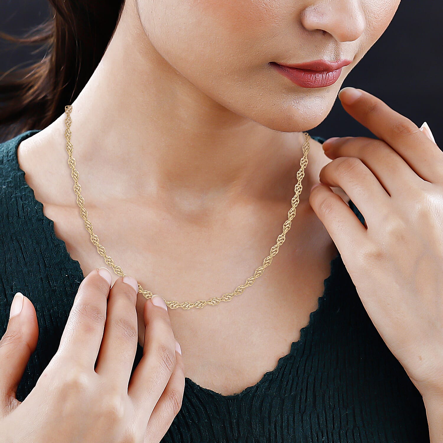 9K Yellow Gold Diamond Cut Rope Necklace 20 Inch 7192233 1