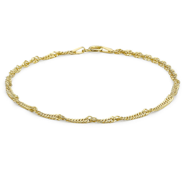 9K Yellow Gold Diamond Cut Twist Curb Bracelet 7 Inch 7193109 1