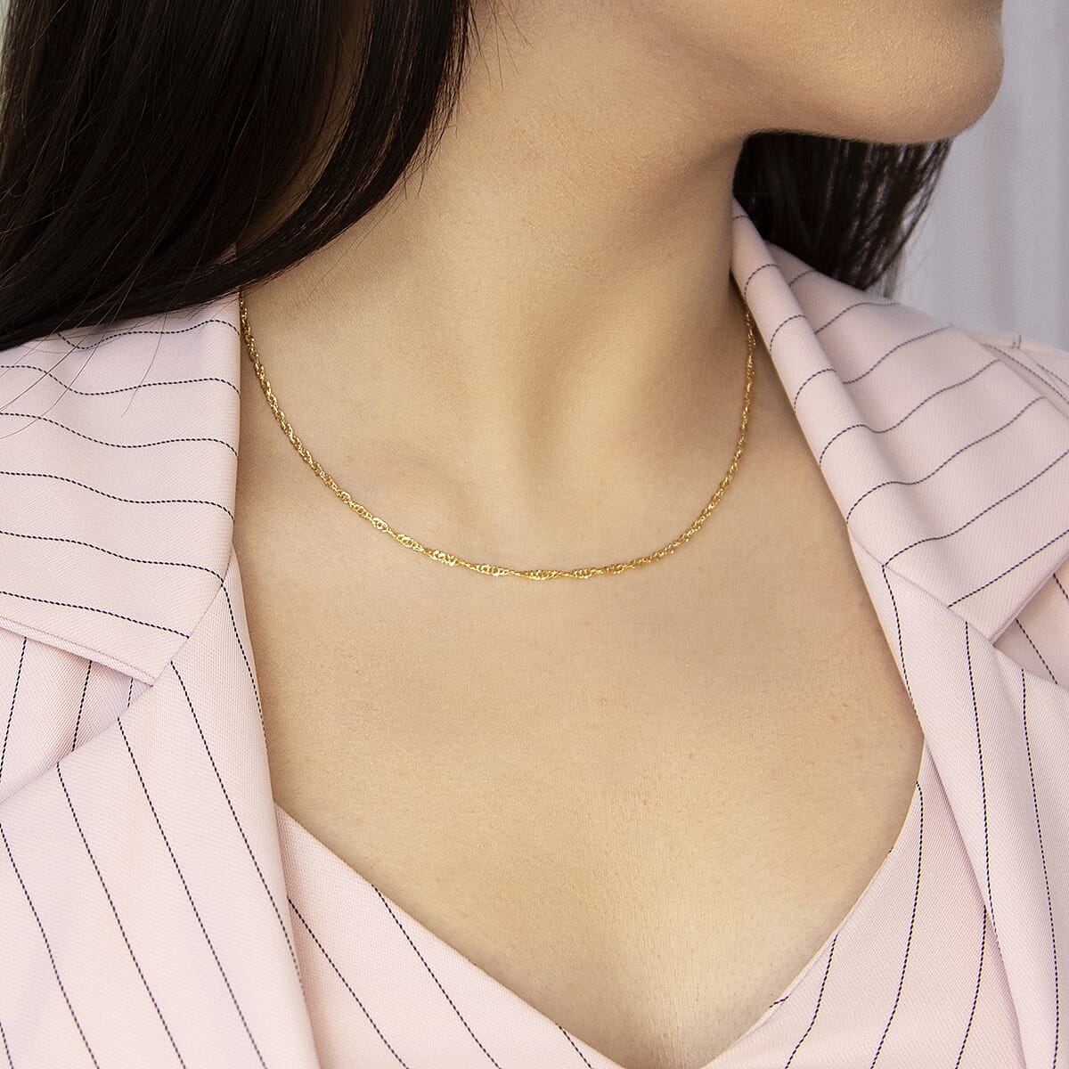 9K Yellow Gold Diamond Cut Twist Curb Chain 16 Inch 0.98 grams 7488706 6