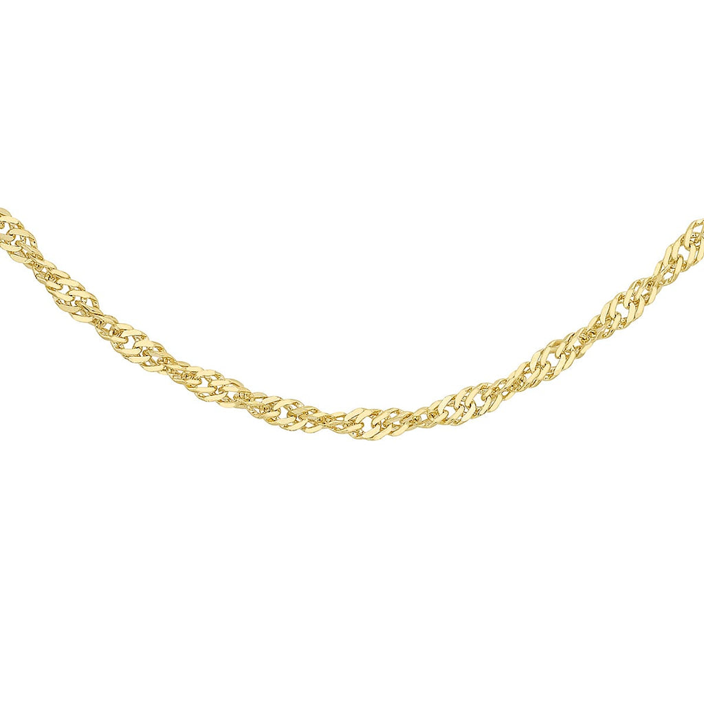 9K Yellow Gold Diamond Cut Twist Curb Chain 16 Inch
