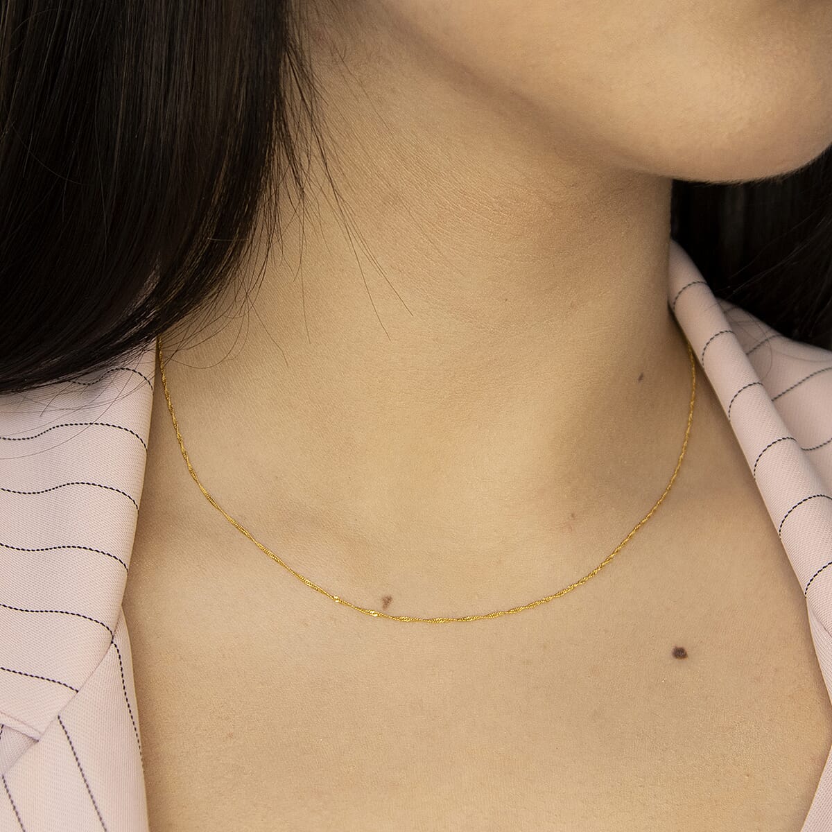 9K Yellow Gold Diamond Cut Twist Curb Chain 16 Inch 7190370 2