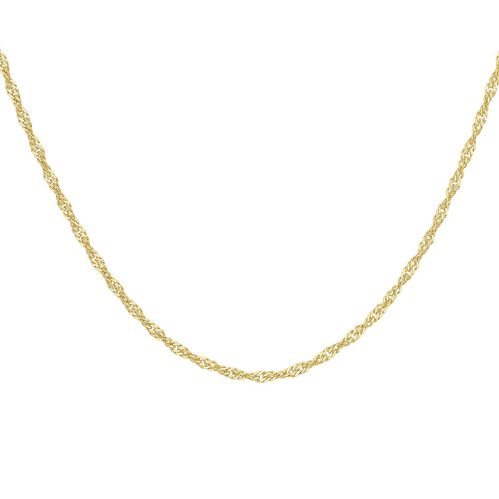 9K Yellow Gold Diamond Cut Twist Curb Chain 16 Inch
