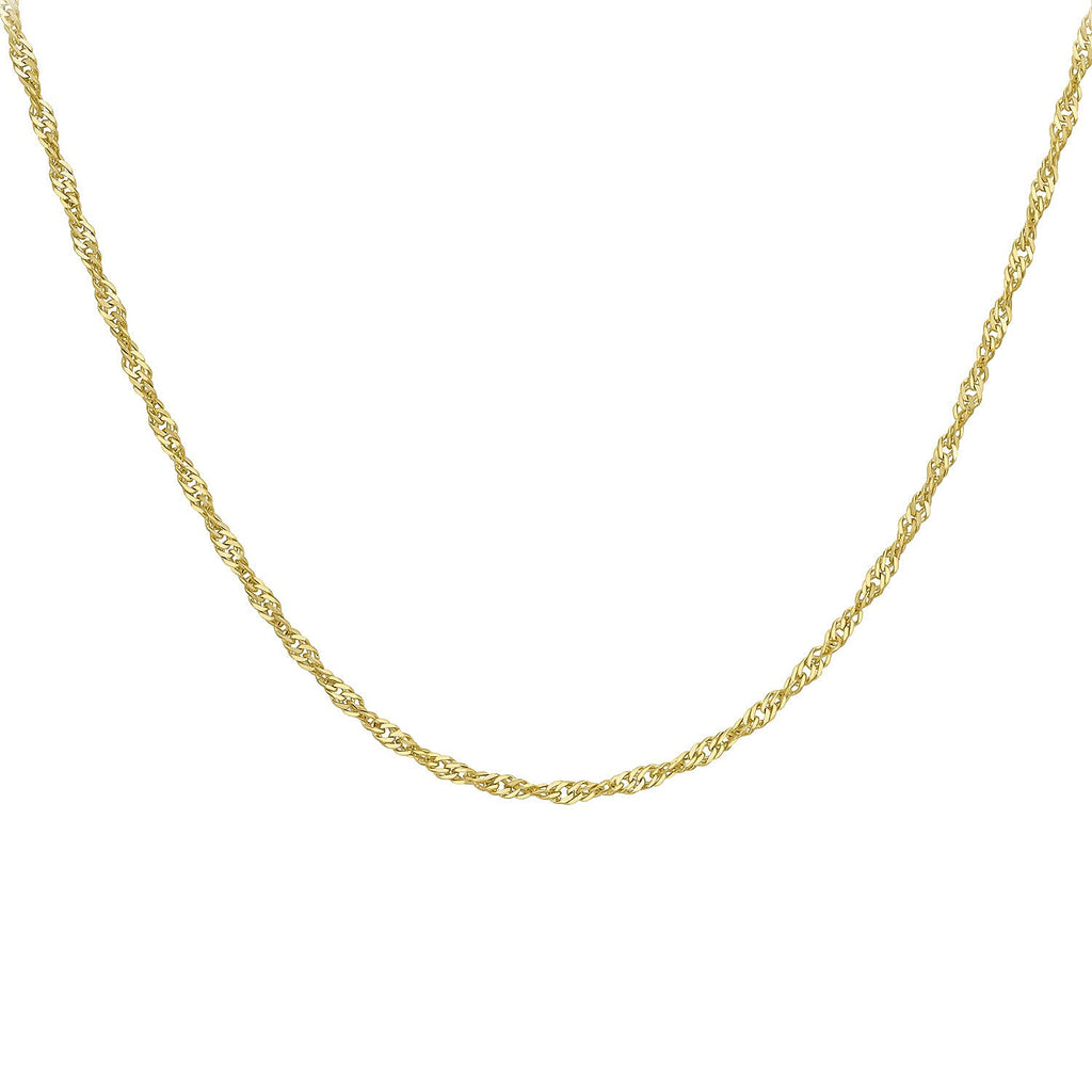 9K Yellow Gold Diamond Cut Twist Curb Chain 22 Inch
