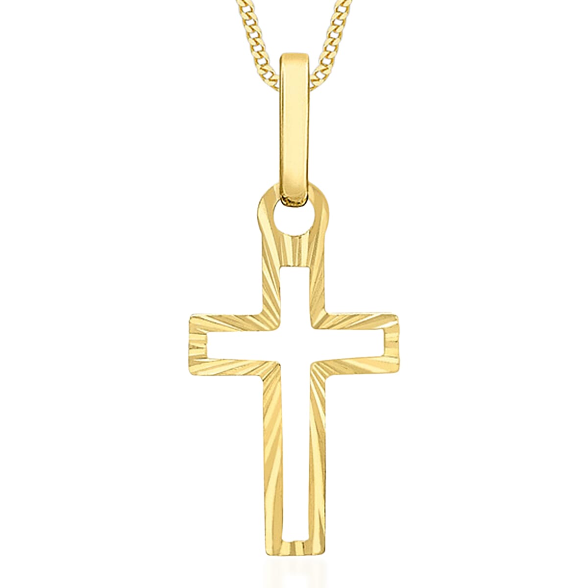9K Yellow Gold Diamond-Cutout Cross Pendant 8280778 0