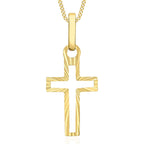 9K Yellow Gold Diamond Cutout Cross Pendant