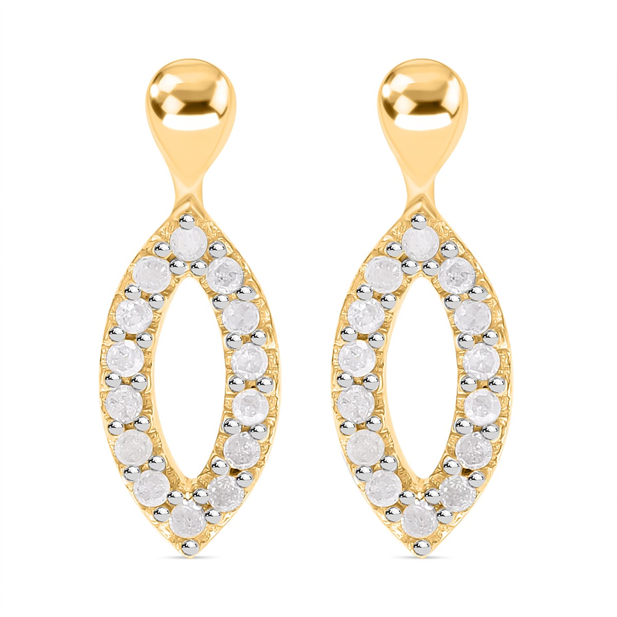 9K Yellow Gold Diamond Earrings 7620491 0
