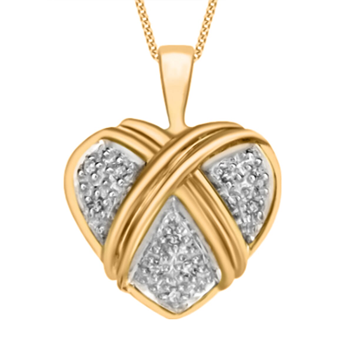 Vicenza Collection - 9K Yellow Gold Diamond Heart Pendant 7637474 0