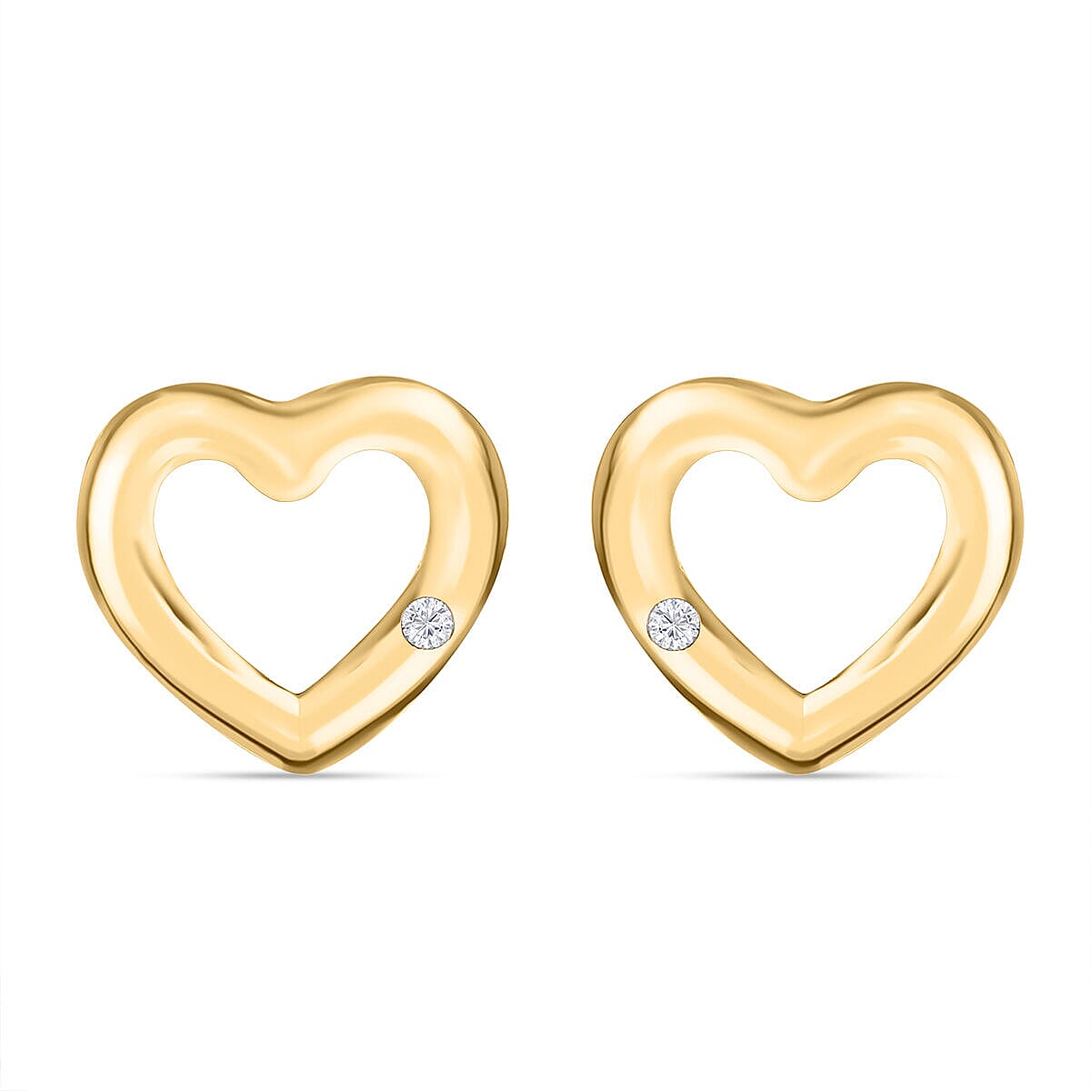 9K Yellow Gold Diamond Heart Push Post Earrings 7364240 0