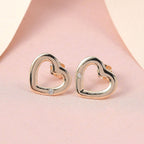 9K Yellow Gold Diamond Heart Push Post Earrings