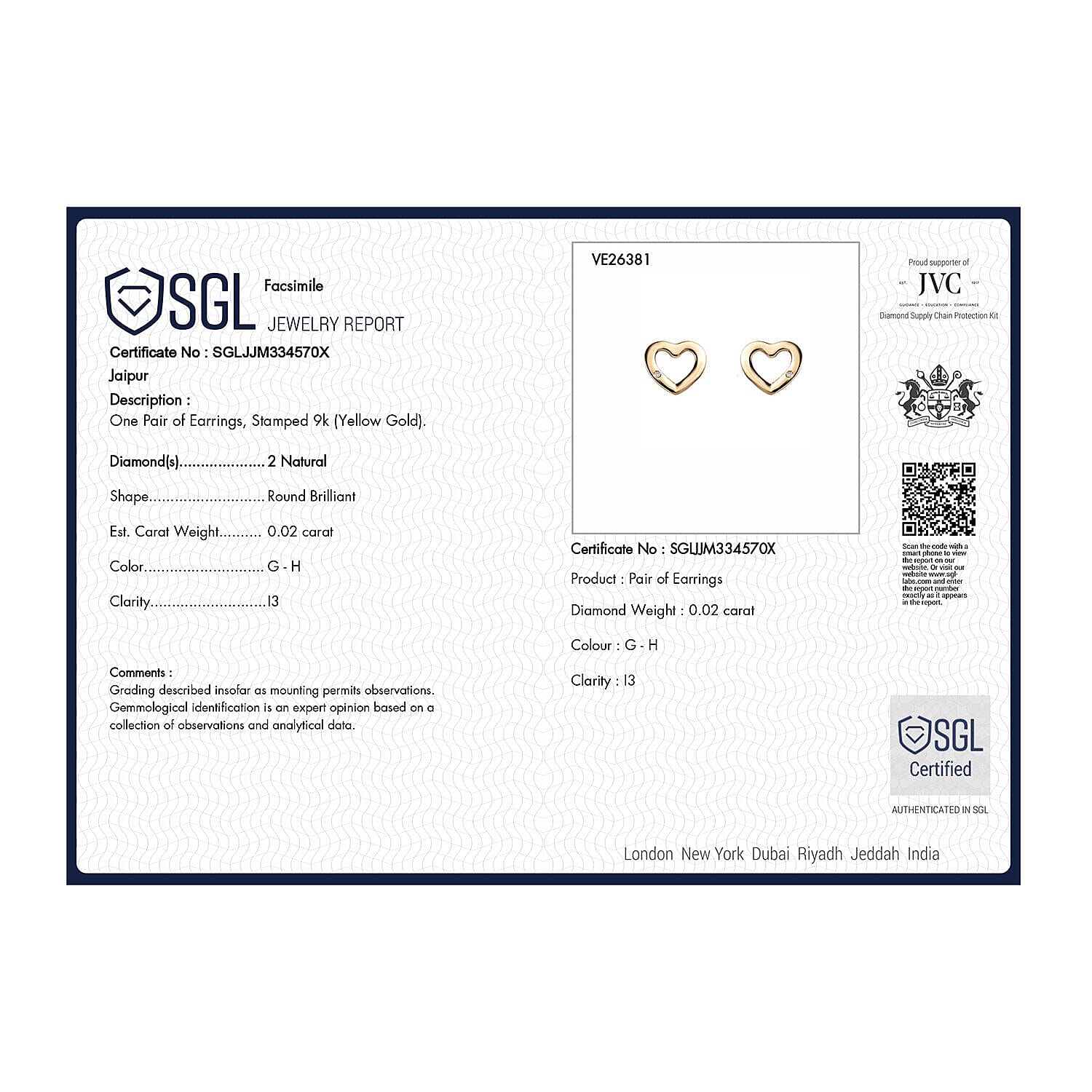 9K Yellow Gold Diamond Heart Push Post Earrings 7364240 5