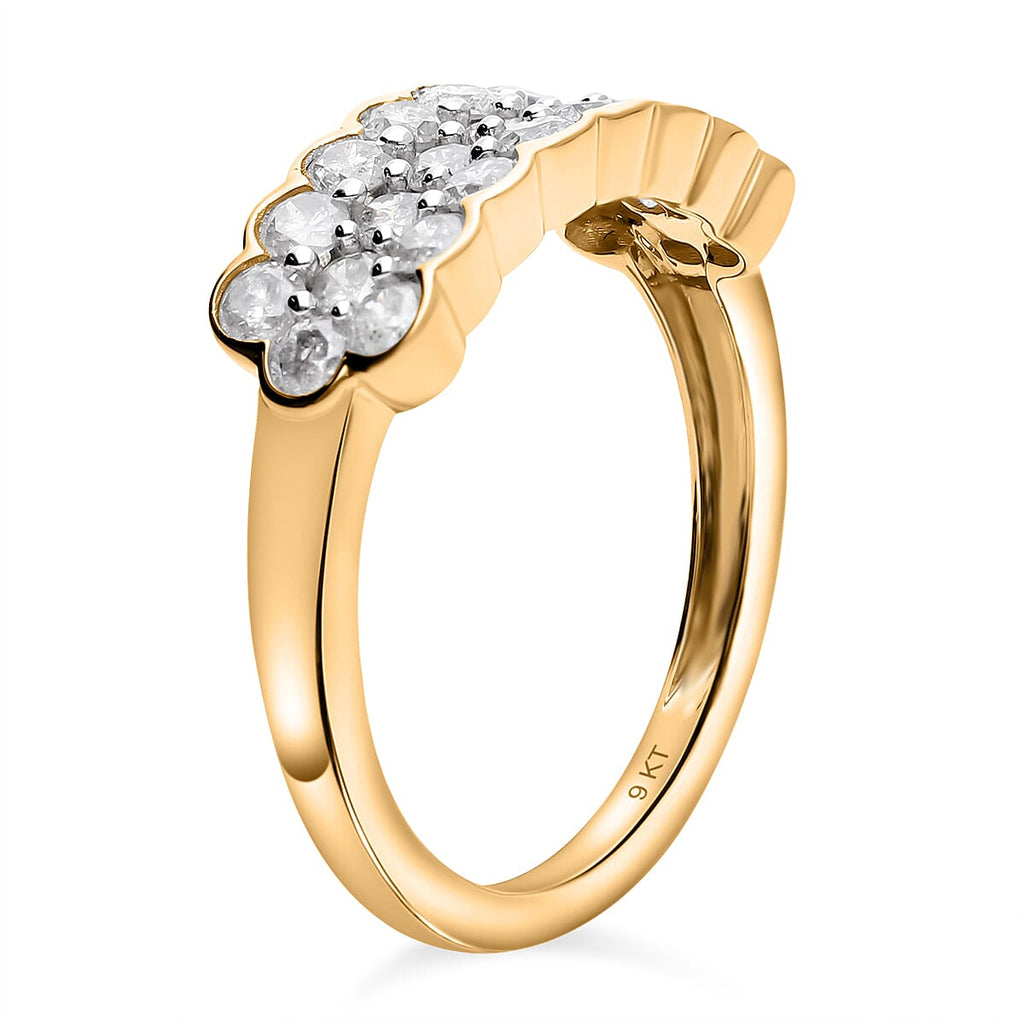 9K Yellow Gold Diamond Ring 1.00 Ct