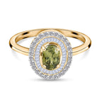 9K Yellow Gold Demantoid Garnet and Diamond Ring 1.11 Ct.