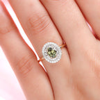 9K Yellow Gold Demantoid Garnet and Diamond Ring 1.11 Ct.