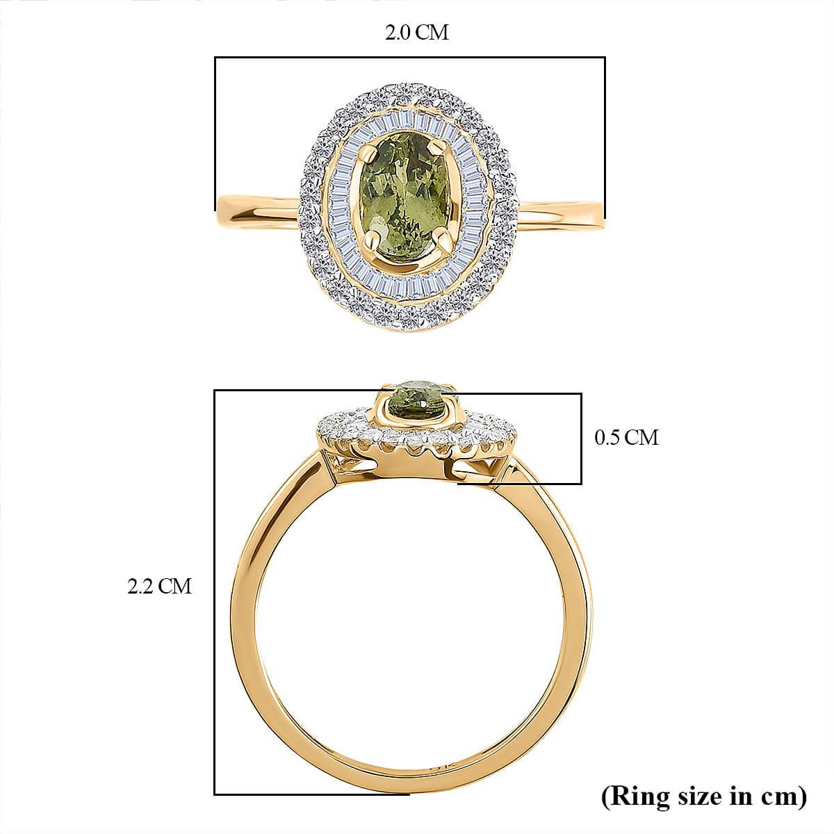 9K Yellow Gold Double Halo AA Demantoid Garnet Ring with Diamond 1.11 Ct. 8726324 5