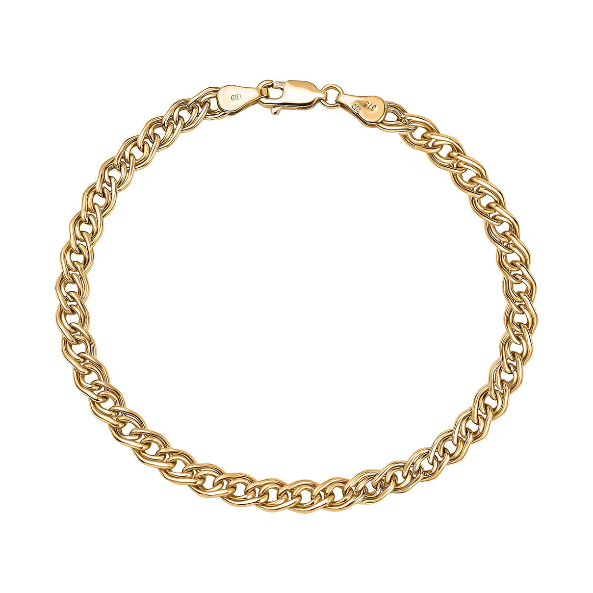 9K Yellow Gold Double Hollow Link Bracelet (Size - 7) 7762037 1