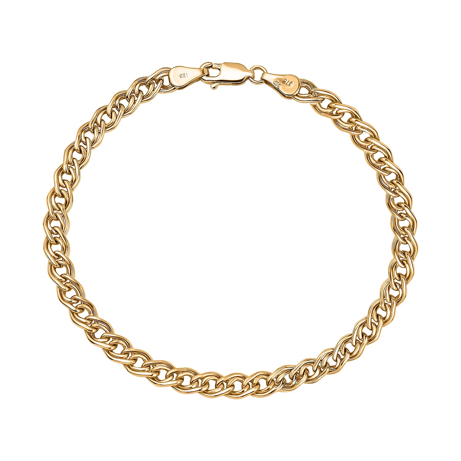 9K Yellow Gold Double Hollow Link Bracelet (Size - 7) 7762037 1