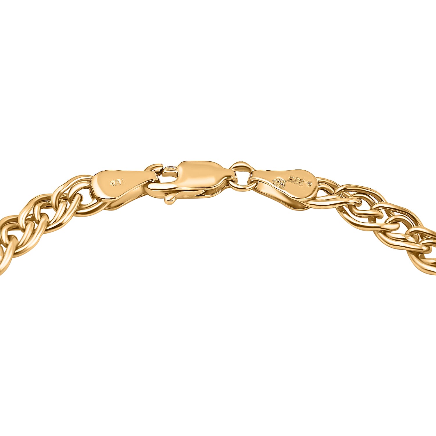 9K Yellow Gold Double Hollow Link Bracelet (Size - 7) 7762037 4