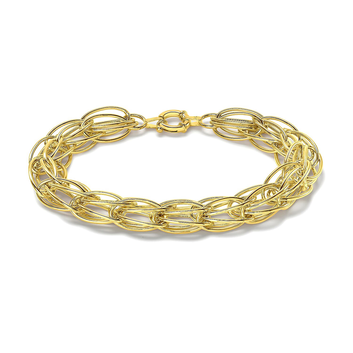 9K Yellow Gold Double Oval Link Bracelet 7.5 Inch 8894681 0
