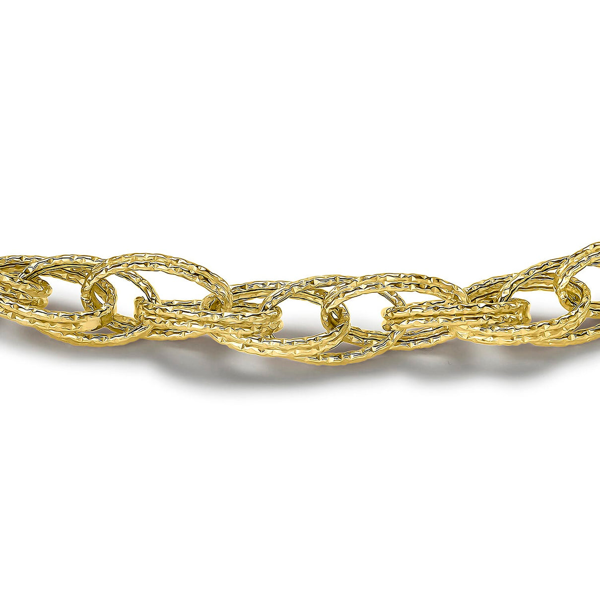 9K Yellow Gold Double Oval Textured Link Bracelet 7.5 Inch 8894680 1