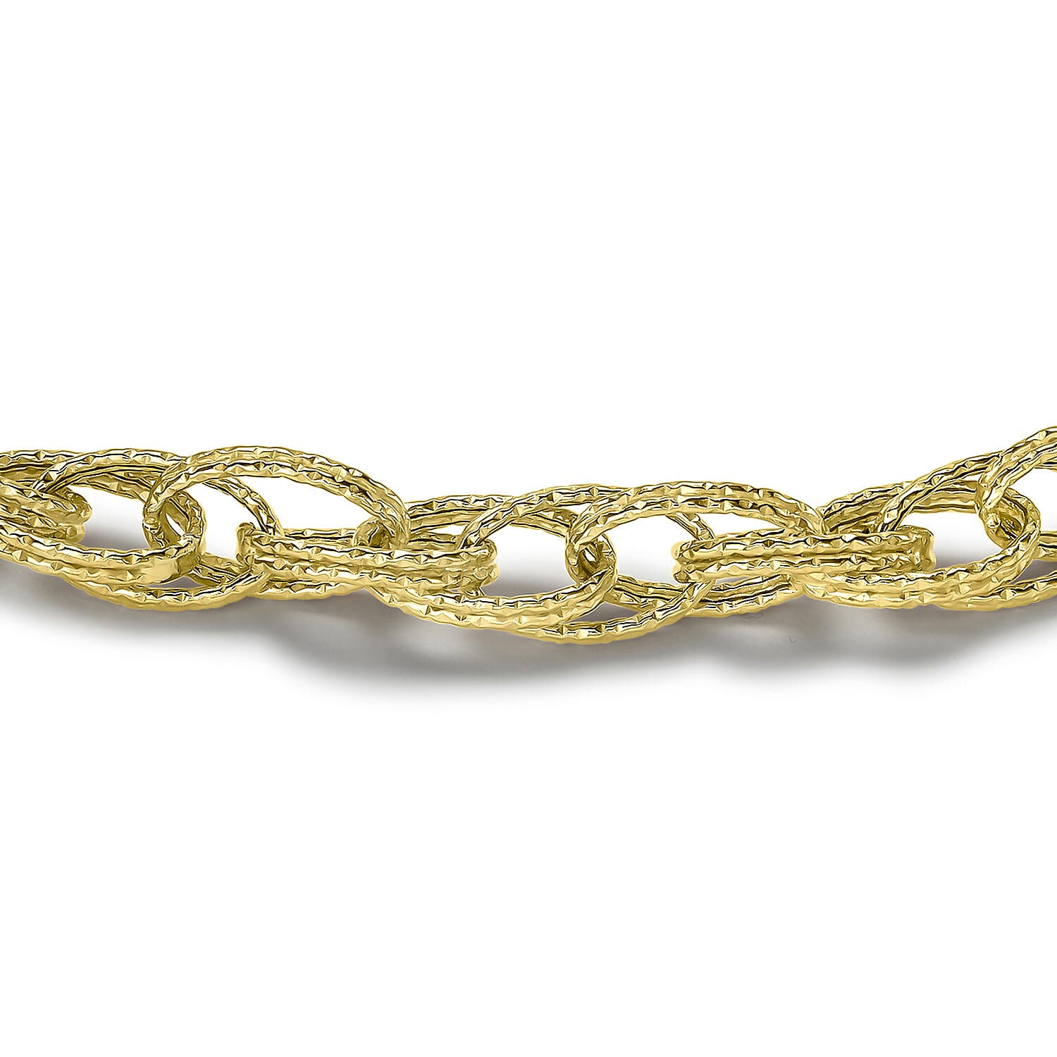 9K Yellow Gold Double Oval Textured Link Bracelet 7.5 Inch 8894680 1