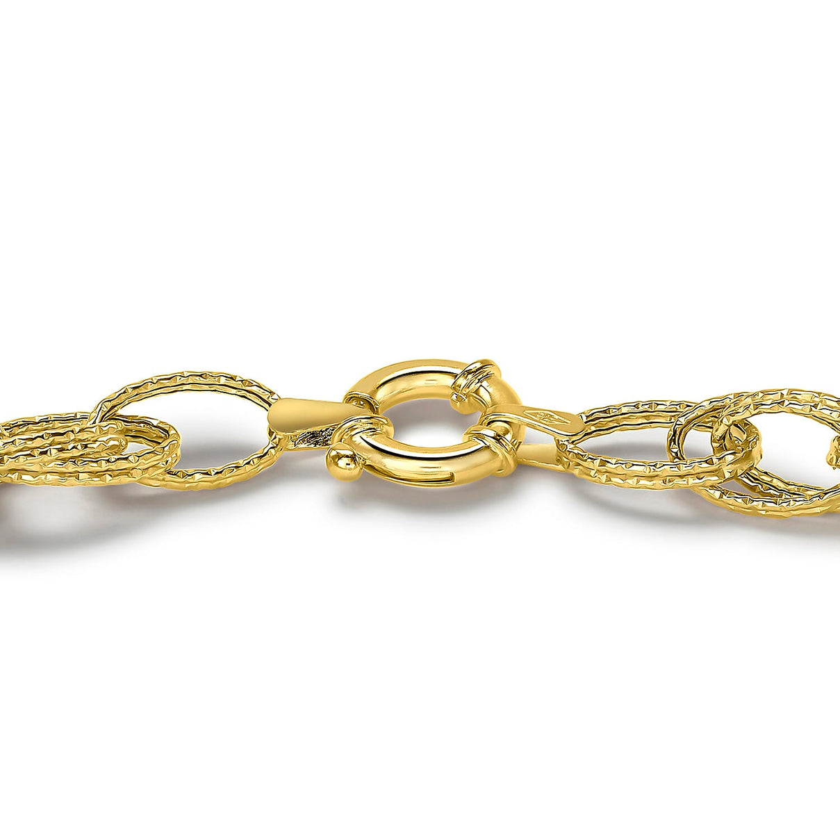 9K Yellow Gold Double Oval Textured Link Bracelet 7.5 Inch 8894680 2