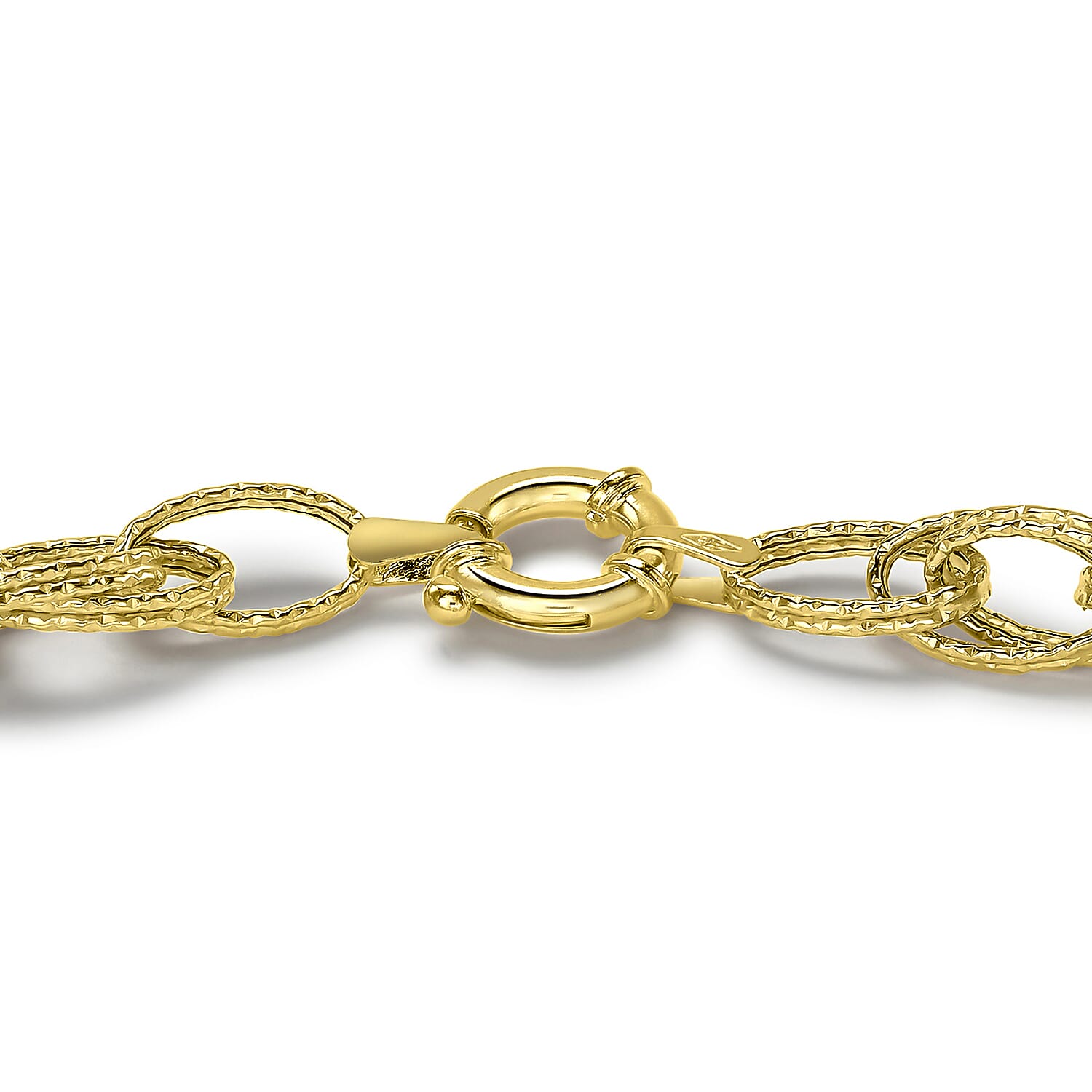 9K Yellow Gold Double Oval Textured Link Bracelet 7.5 Inch 8894680 2