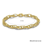 9K Yellow Gold Double Oval Textured Link Bracelet 7.5 Inch