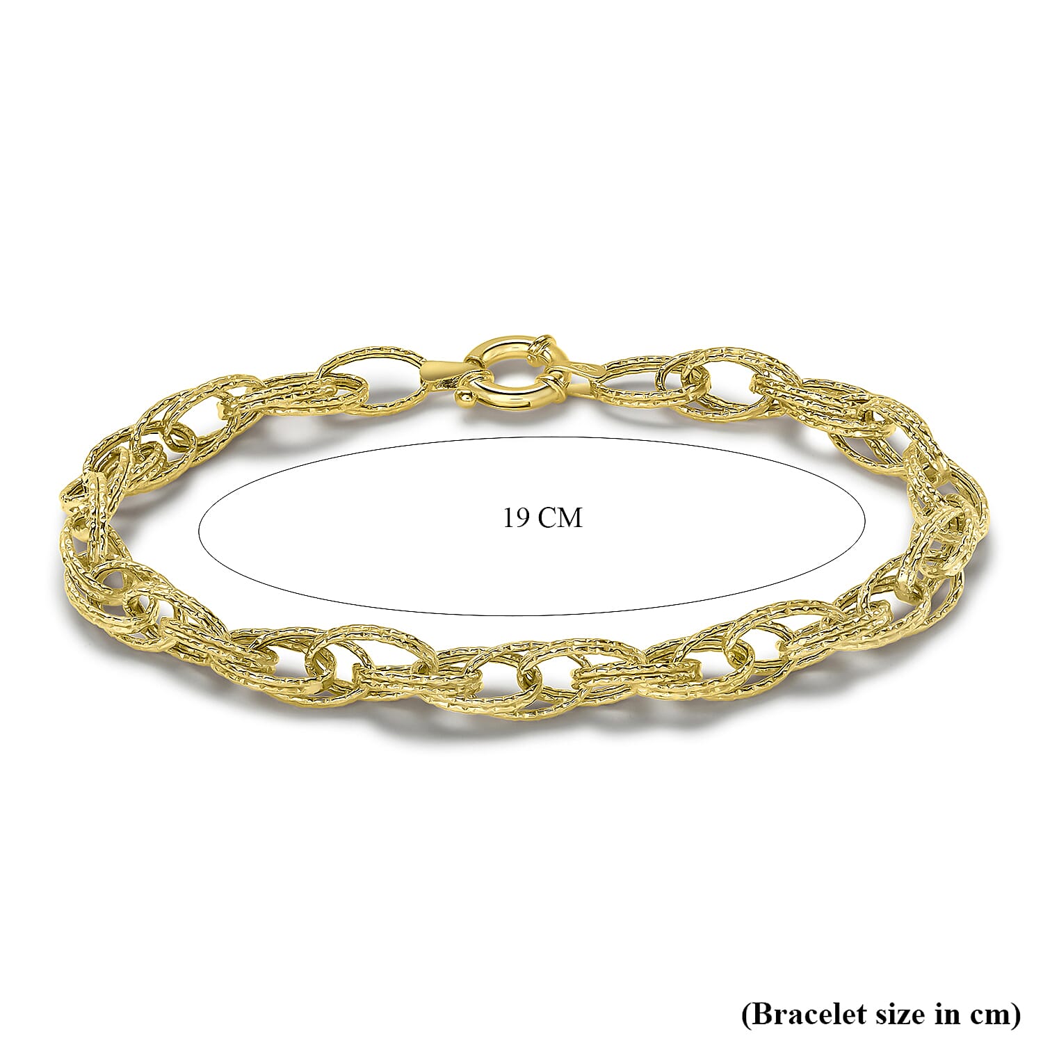 9K Yellow Gold Double Oval Textured Link Bracelet 7.5 Inch 8894680 3