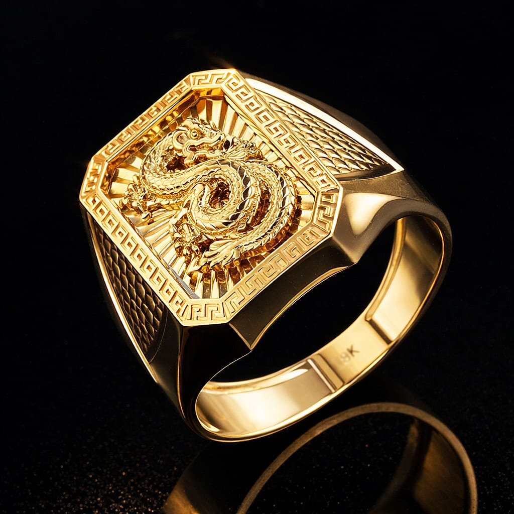 9K Yellow Gold Dragon Men's Ring V32512500 2
