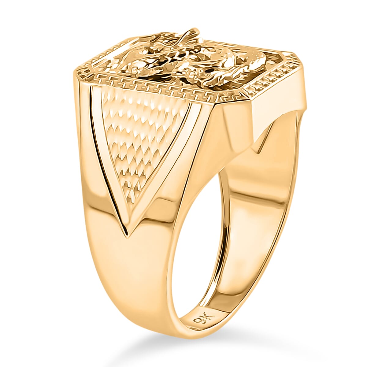 9K Yellow Gold Dragon Men's Ring V32512500 4