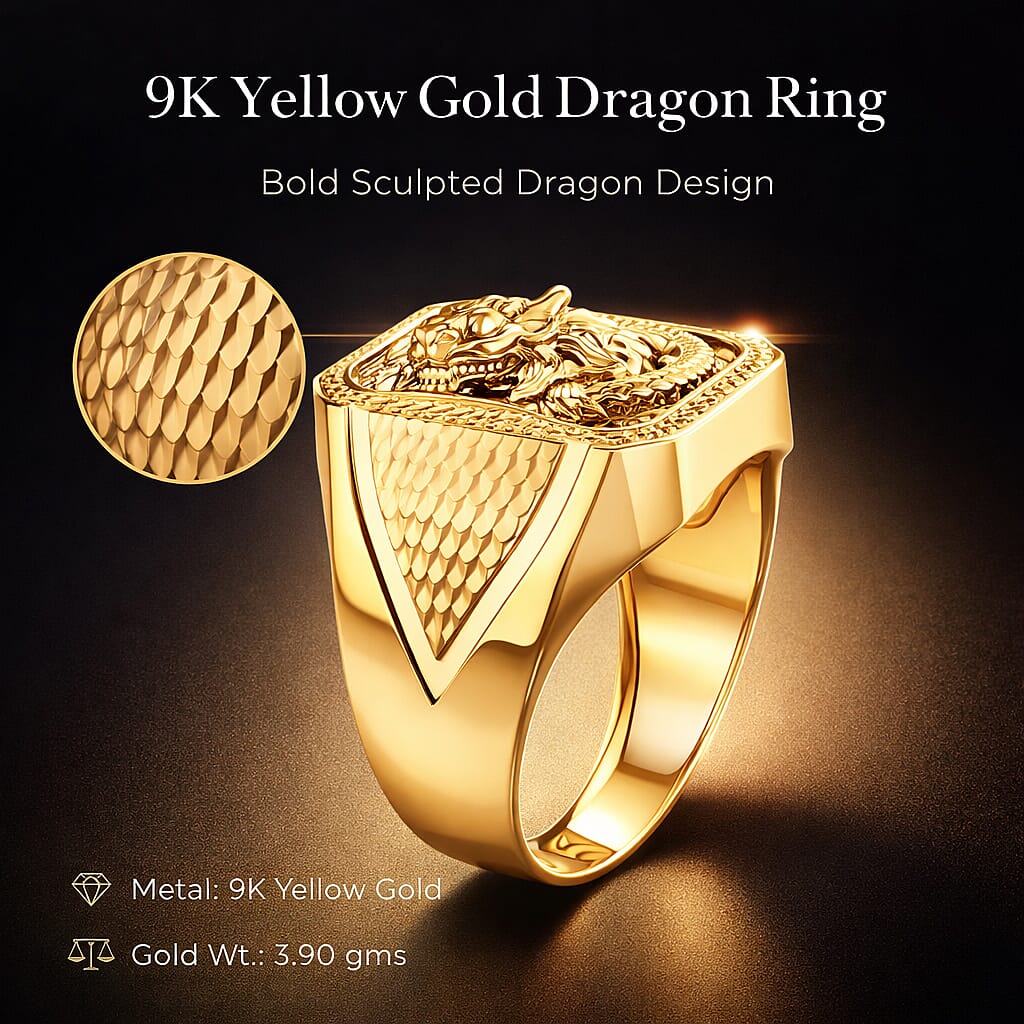 9K Yellow Gold Dragon Men's Ring V32512500 6