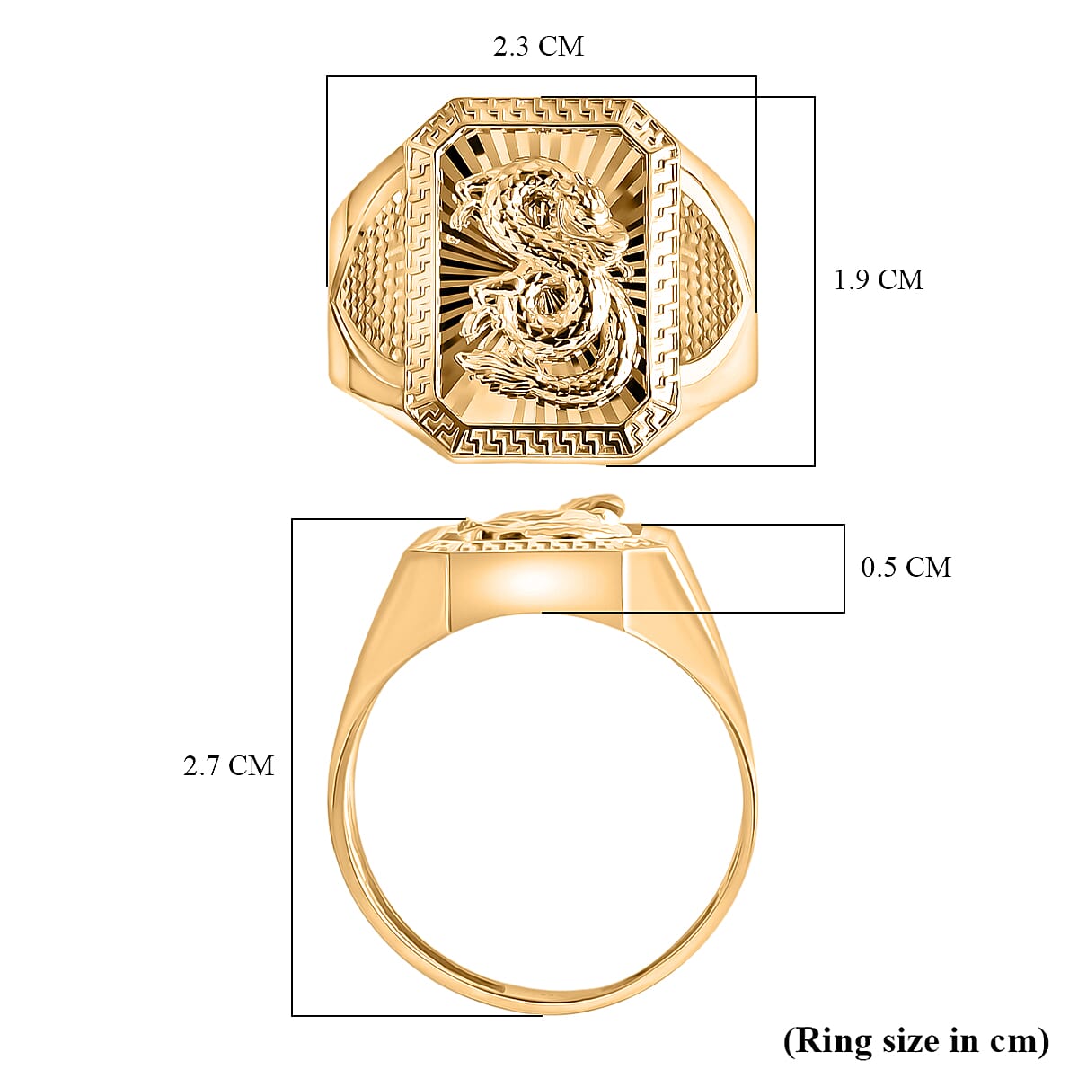 9K Yellow Gold Dragon Men's Ring V32512500 7