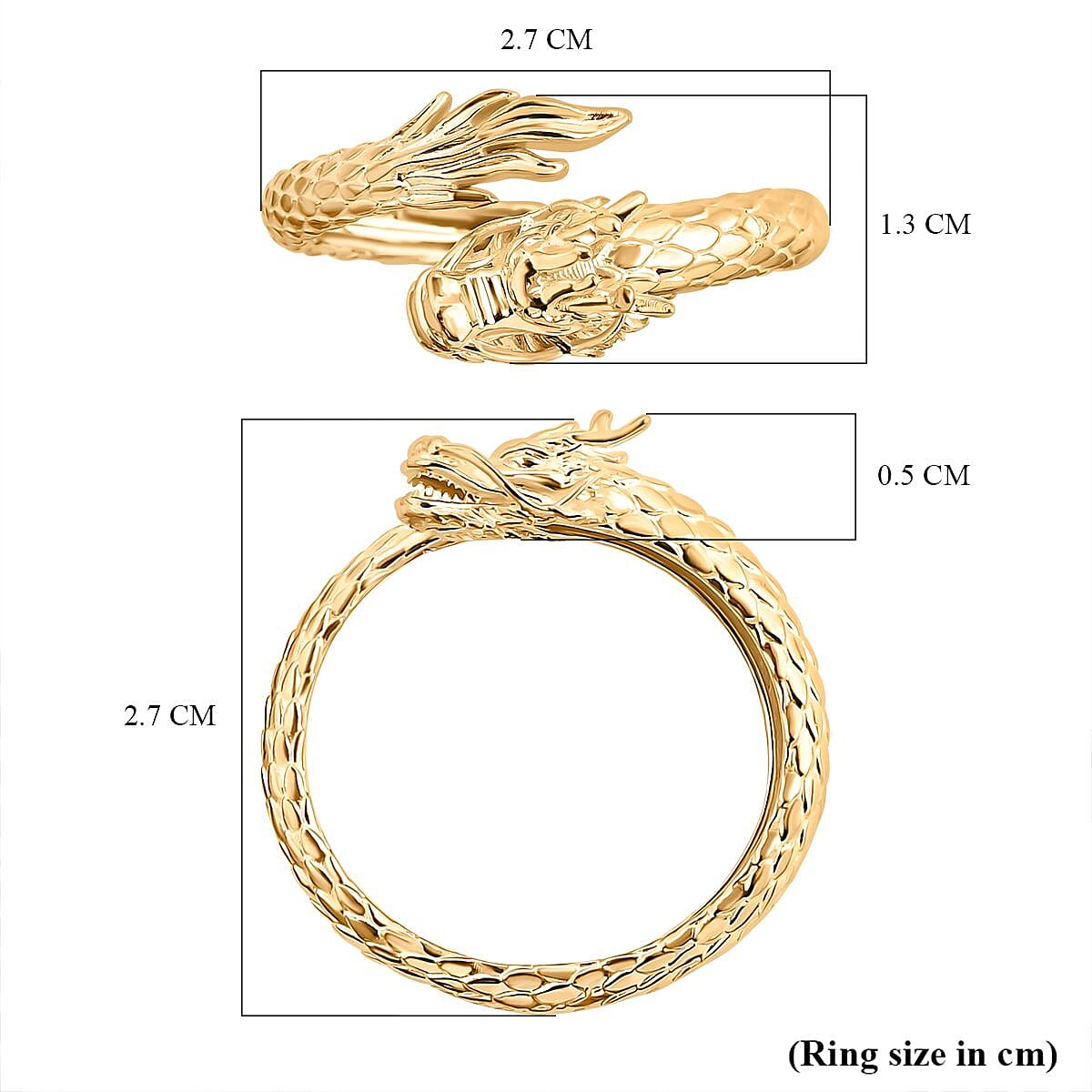 Royal Bali Collection 9K Yellow Gold Dragon Open Ring 7861011 8