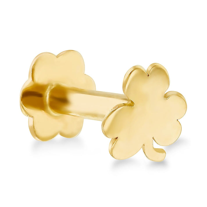 Clover Shape Labret Stud Earrings in 9K Yellow Gold 7567541 1