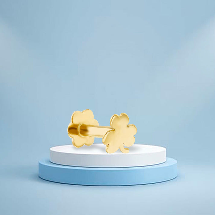 Clover Shape Labret Stud Earrings in 9K Yellow Gold 7567541 2
