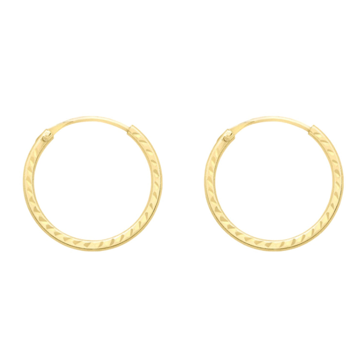 9K Gold 1.2mm Diamond Cut 13mm Sleeper Earrings 7812678 0
