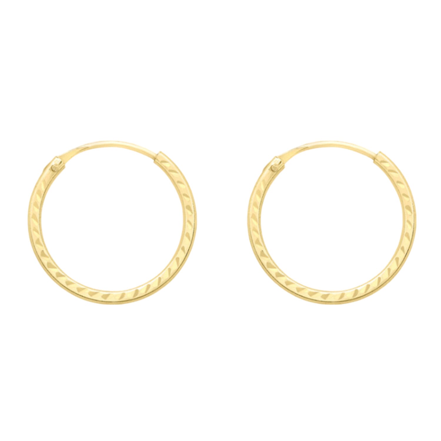9K Gold 1.2mm Diamond Cut 13mm Sleeper Earrings 7812678 0