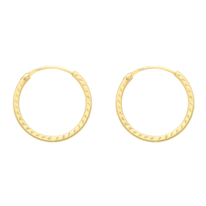 9K Gold 1.2mm Diamond Cut 13mm Sleeper Earrings 7812678 1