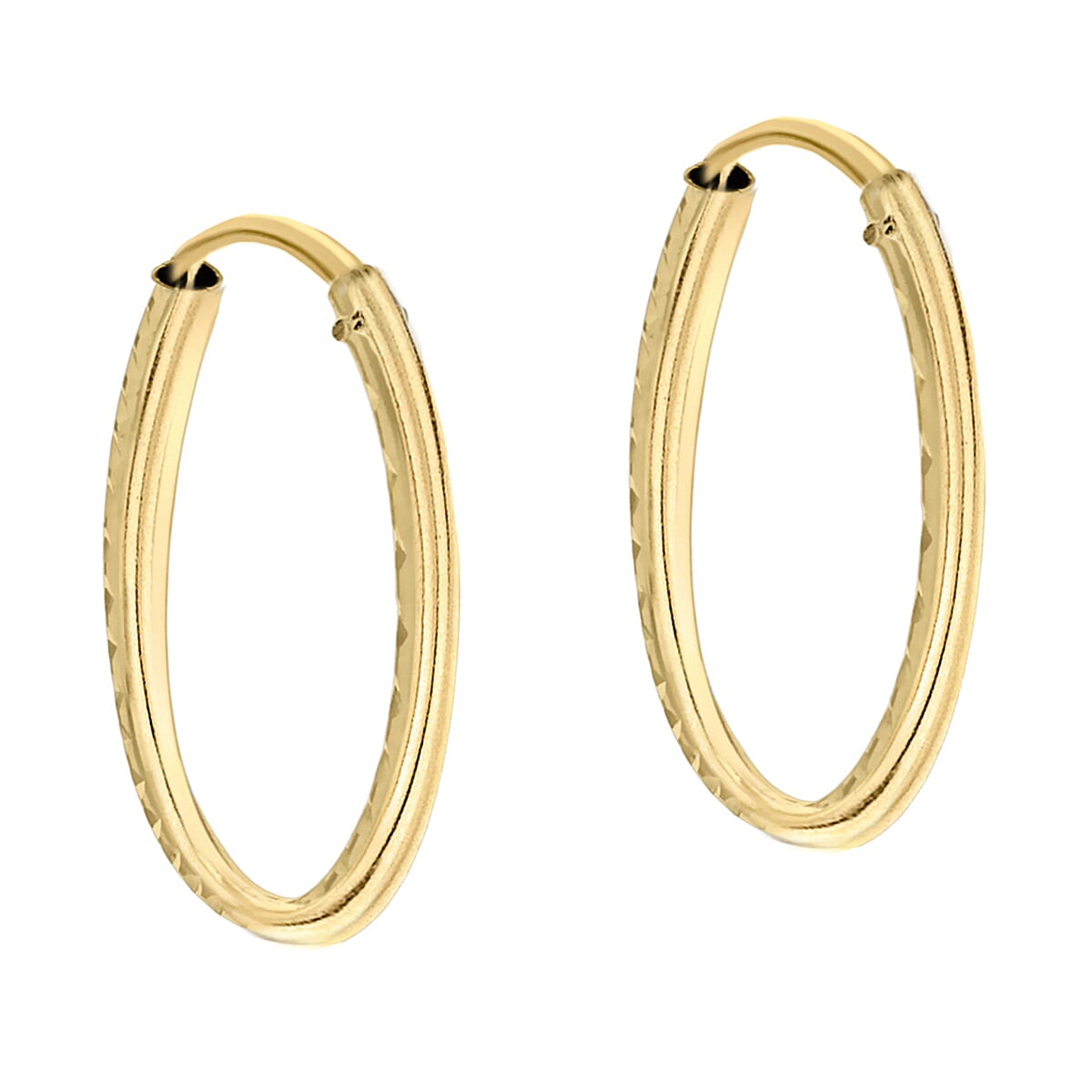 9K Gold 1.2mm Diamond Cut 13mm Sleeper Earrings 7812678 1