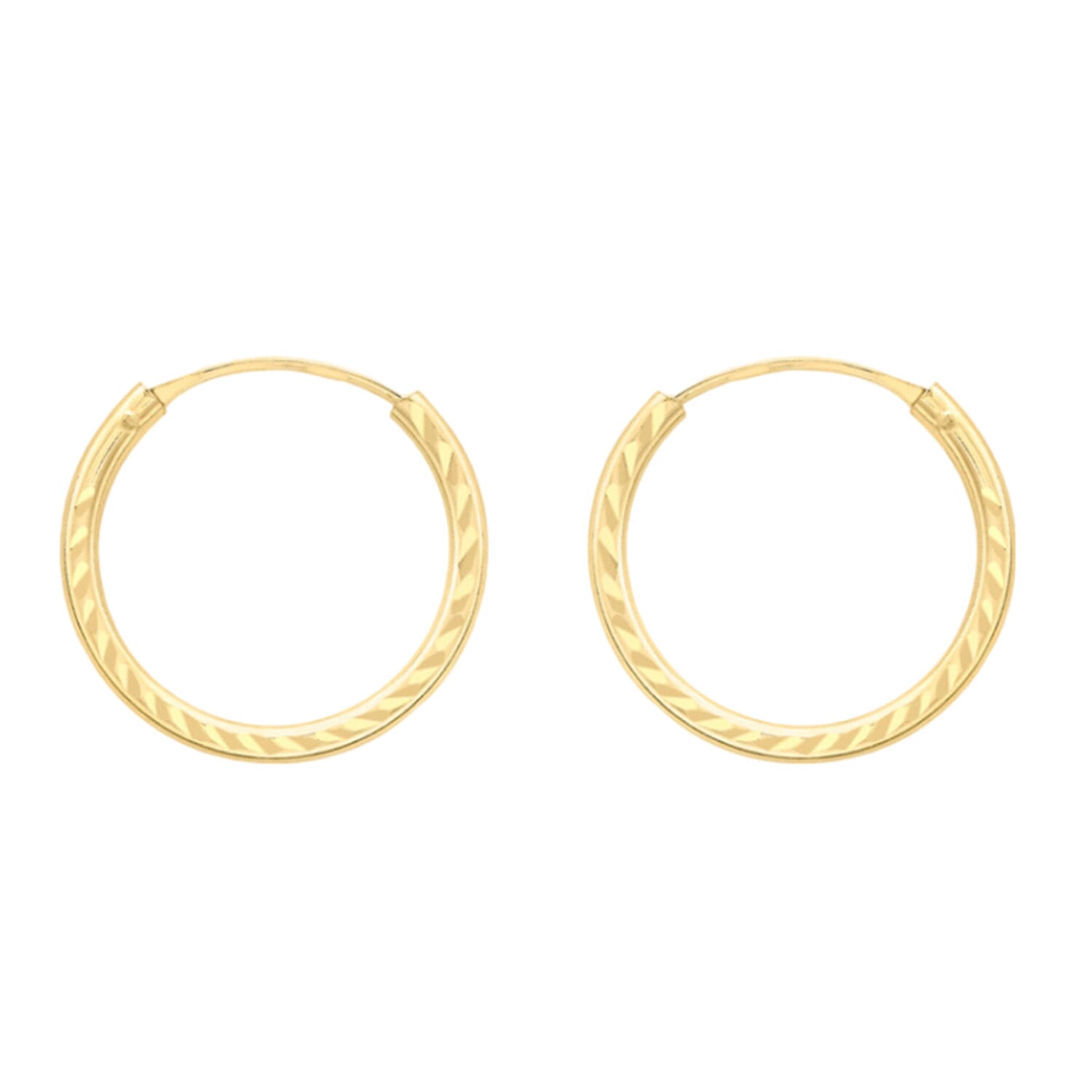 9K Gold 1.5mm Diamond Cut 13mm Sleeper Earrings 7812679 0