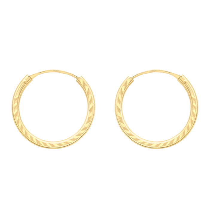 9K Gold 1.5mm Diamond Cut 13mm Sleeper Earrings 7812679 1