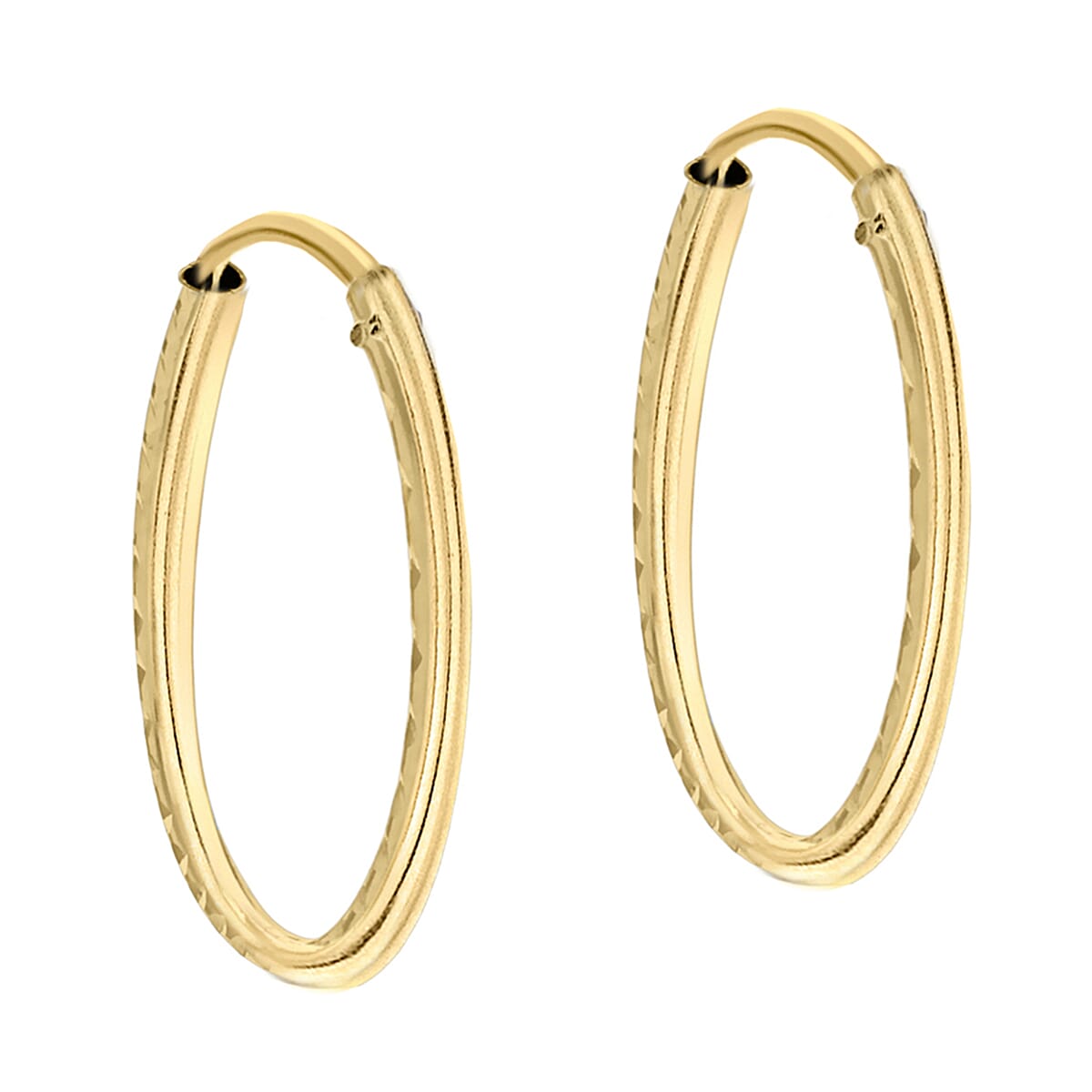 9K Gold 1.5mm Diamond Cut 13mm Sleeper Earrings 7812679 1