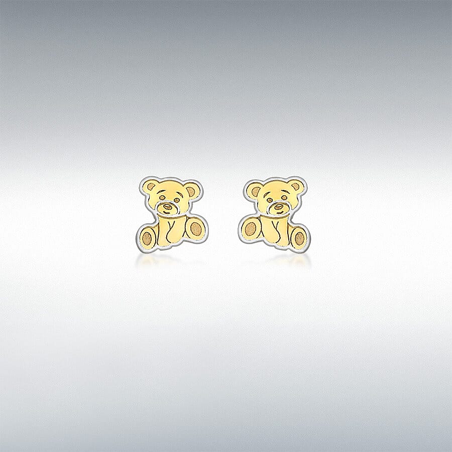 9K Yellow &amp; White Gold Teddy Earring with Push Back 8312993 0