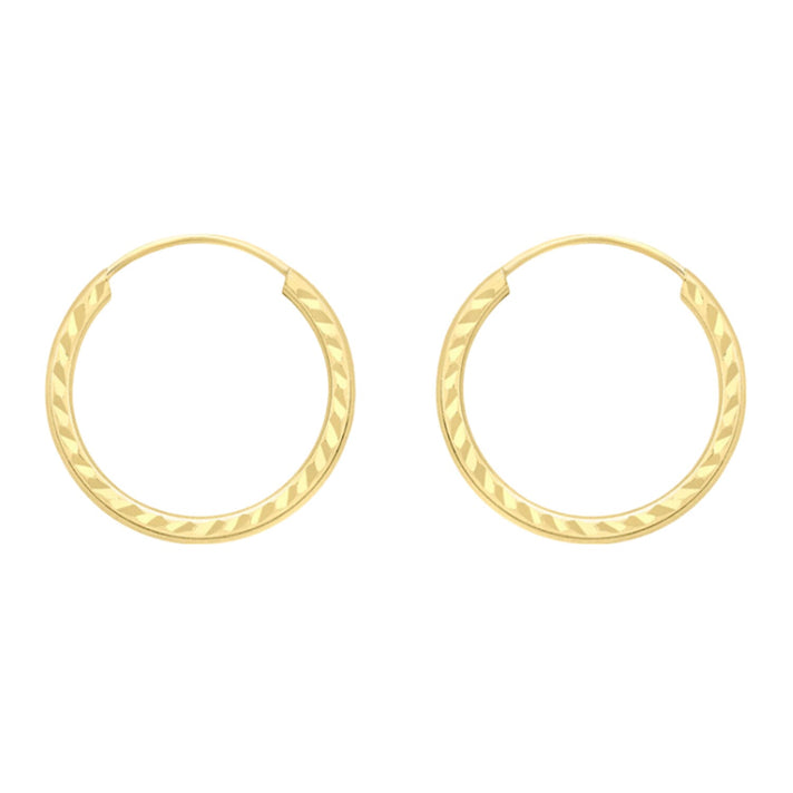 9K Gold 1.5mm Diamond Cut 15mm Sleeper Earrings 7812680 1
