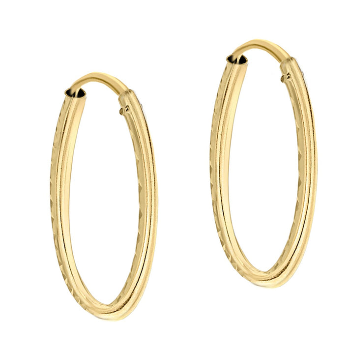 9K Gold 1.5mm Diamond Cut 15mm Sleeper Earrings 7812680 2
