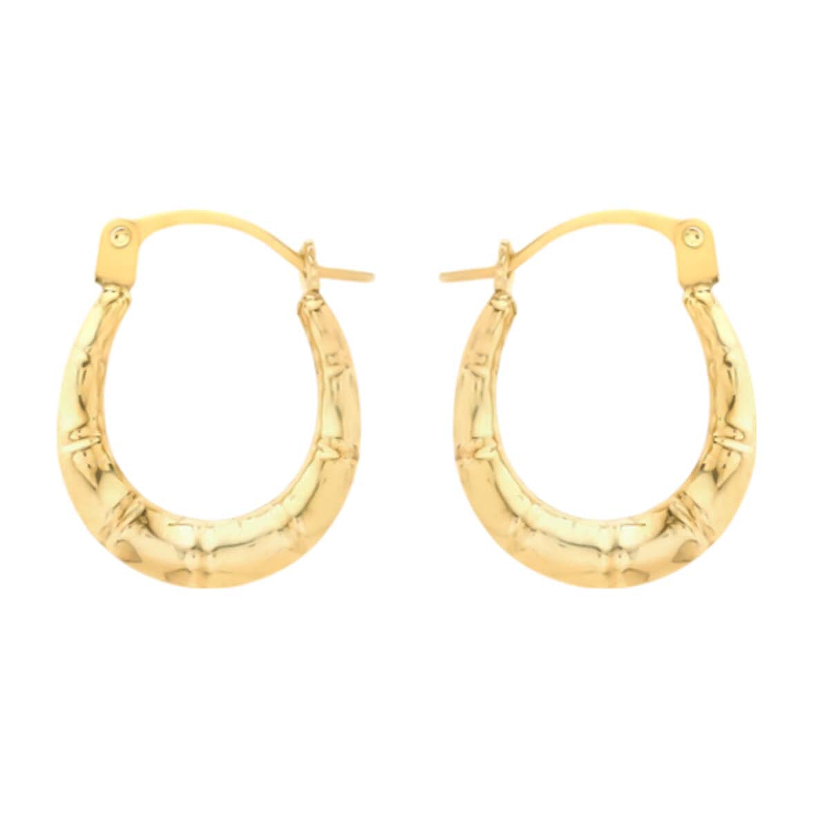 9K Yellow Gold Groove Creole Earring With Clasp 8024952 0