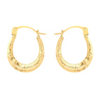9K Yellow Gold Groove Creole Earring With Clasp